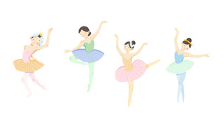 粉色蓝色卡通人物跳舞元素GIF动态图